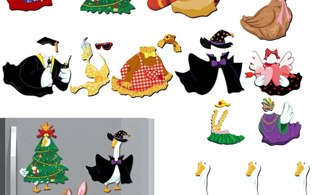 Wholesale Emilye292 Fridge Goose Magnets, Goose Dress up Magnet Set, 3pcs Goose Magnets for Fridge with 11PCS Different Festival Outfit Funny Seasonal Holiday Sign Home Decoration for Car refrigerators Factory & Supplier OEM