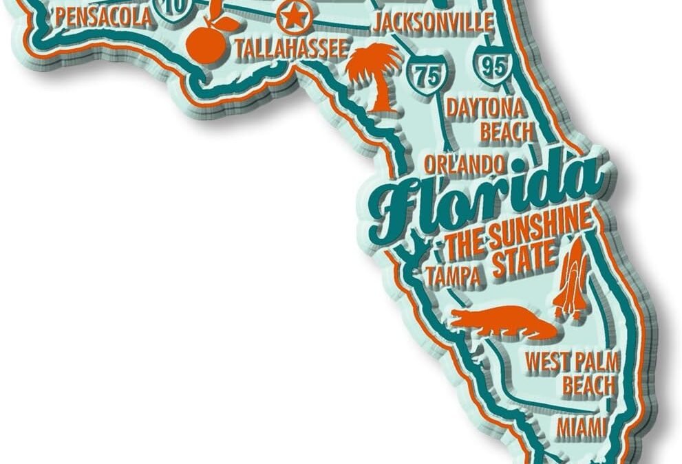Florida Premium State Magnet by Classic Magnets, 3.4" x 2.9", Collectible Souvenirs Made in The USA