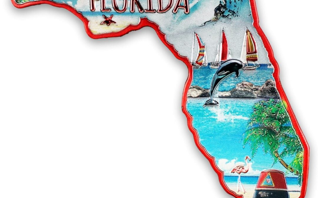 Wholesale Florida State Magnet, Collective Travel Souvenir, Magnetic Refrigerator Accessory, 3.6 x 2.9 Inches Factory & Supplier OEM