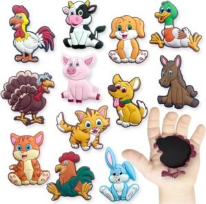 Fridge Magnets for Toddlers 1-3, ACROFEK 12 PCS Cute Animal Fridge Magnet, Soft Rubber Refrigerator Magnets for Kids, Great Educational Toys Toddler Magnet Learning Gift