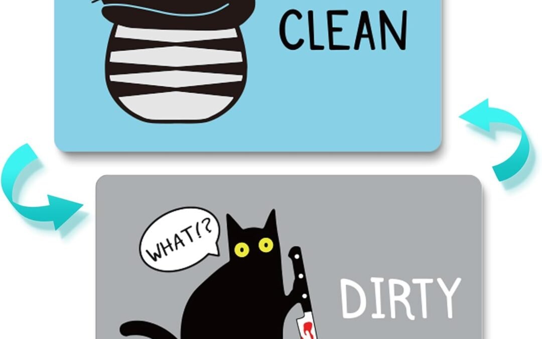 Wholesale Funny Dishwasher Magnet Clean Dirty Sign Universal Double Sided Refrigerator Magnet Cute Black Cat Cartoon Magnets Flip with Magnetic Plate Indicator Sign for Kitchen Home Decor G Factory & Supplier OEM