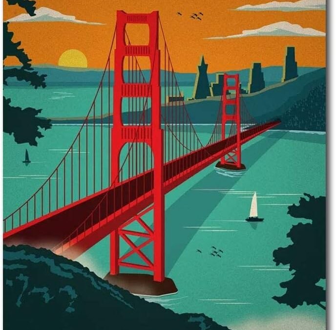 Wholesale Golden Gate Bridge San Francisco Vintage Travel Art Refrigerator Magnet Size 2.5″ x 3.5″ Factory & Supplier OEM