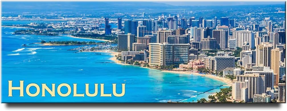 Wholesale Honolulu Panoramic Fridge Magnet Aloha Hawaii Travel Souvenir Waikiki Beach Oahu Factory & Supplier OEM