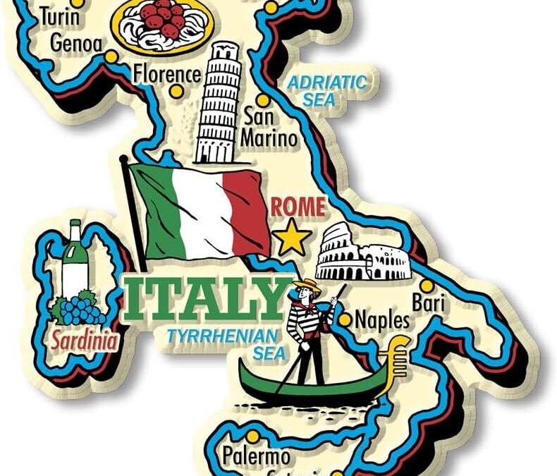 Wholesale Italy Jumbo Country Map Magnet by Classic Magnets, Collectible Souvenirs Made in The USA Factory & Supplier OEM
