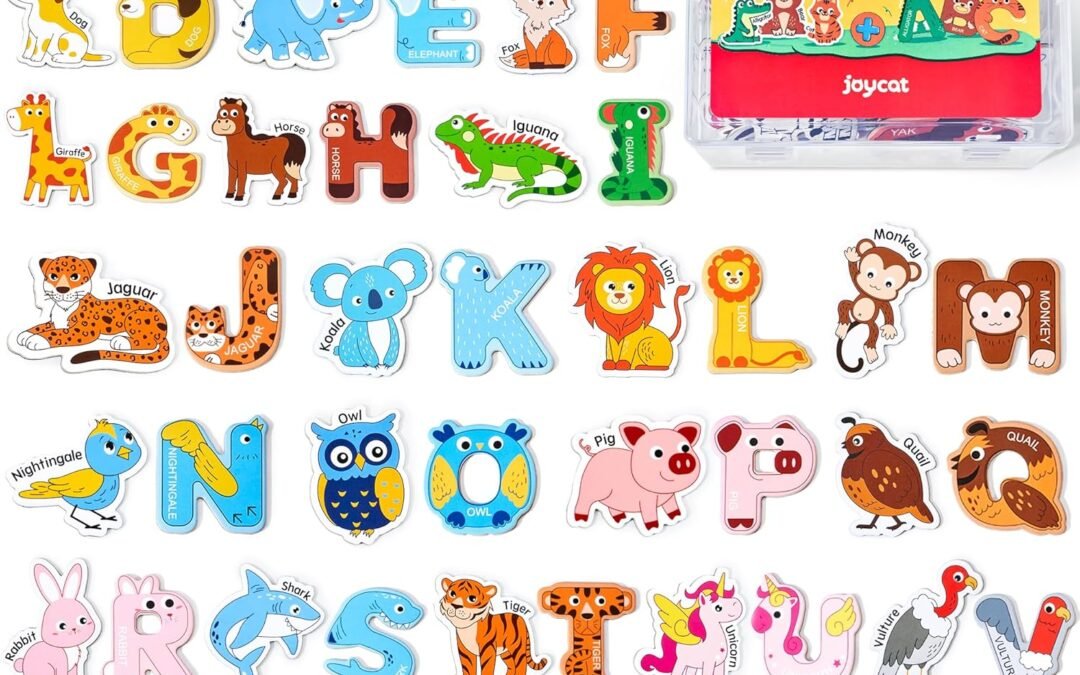 Wholesale JoyCat Wooden Fridge Magnets for Kids – 26 Cute Animals & Uppercase Letters for Toddlers, Magnetic Alphabet Refrigerator Toys, Fun Educational Learning Gifts for Preschool 2 3 4 5 Years Old Factory & Supplier OEM