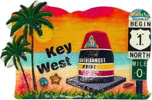 Key West Florida Souvenir Magnet, Iconic Mile Marker 0, 3D Resin Keepsake, 3.5 Inches