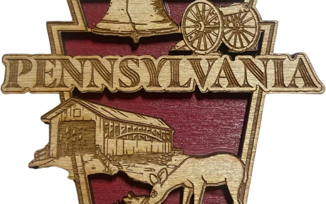 Wholesale Laser Cut Wooden Pennsylvania Magnet, Unique Collectible Souvenir Accessory, 3 x 3.25 Inches Factory & Supplier OEM
