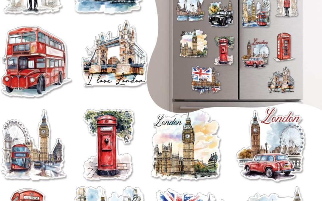 Wholesale London Fridge Magnets Set – 12Pcs London Travel Souvenirs United Kingdom Refrigerator Magnet Tower Bridge British Deck Bus Fridge Magnetic Stickers for Home Office Kitchen Traveler Tourist Gift Factory & Supplier OEM