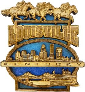 Louisville, Kentucky Souvenir Magnets, Carved Wood Kitchen Decor for Fridge, Whiteboards, 3.25 Inches