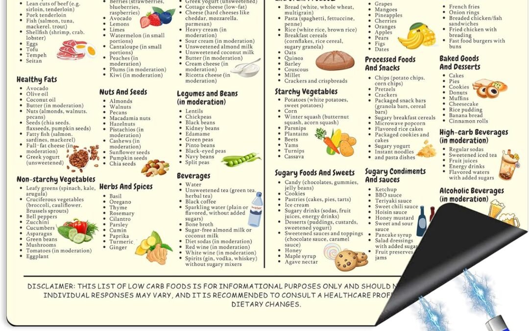 Wholesale Low Carb Food Magnetic Cheat Sheet – Beginner’s Low Carb Diet Quick Guide with Meal Plan, Recipes & Snack Ideas, Diabetic-Friendly Reference Magnet, 8x12in Factory & Supplier OEM