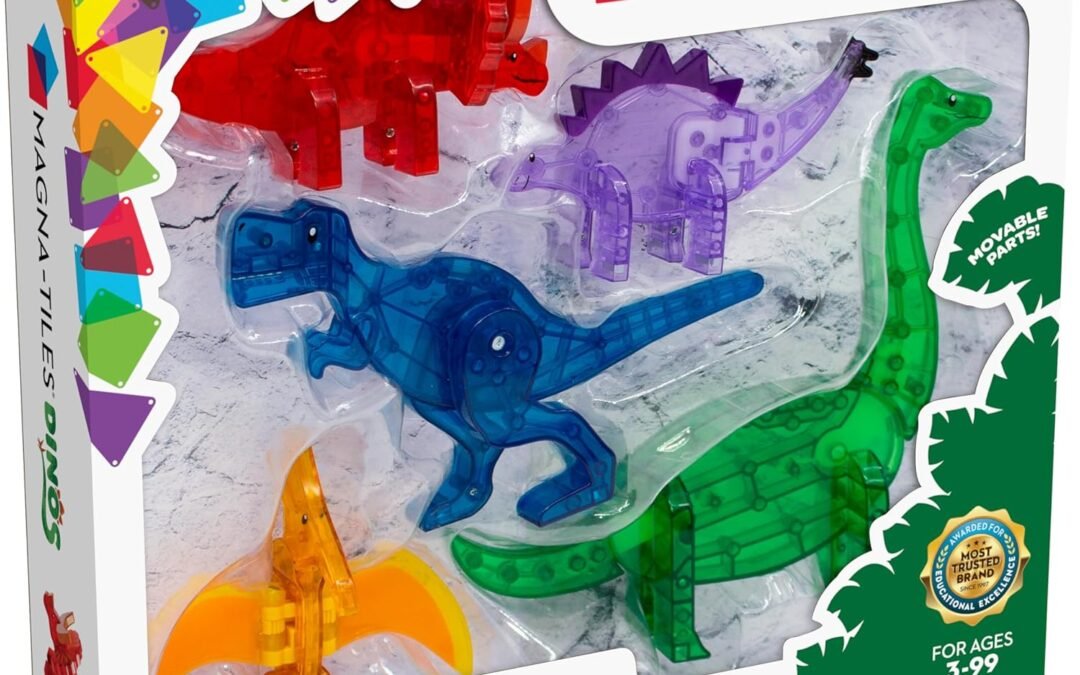MAGNA-TILES Dinos 5-Piece Magnetic Construction Set, The ORIGINAL Magnetic Building Brand