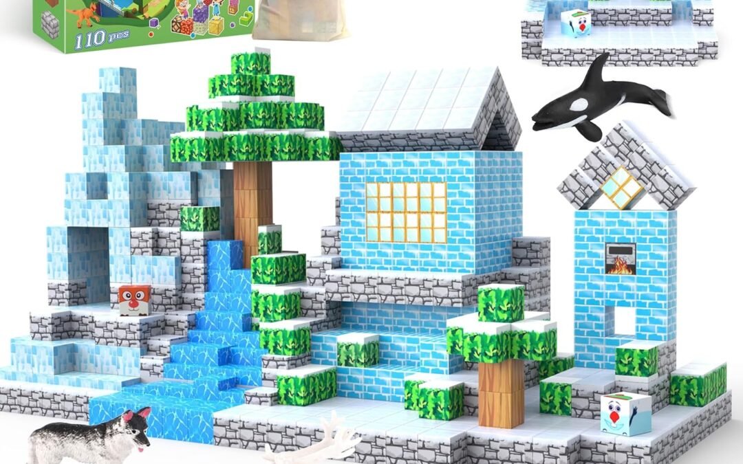 Wholesale Magnetic Blocks 110PCS with 6 Animal Toys, Snow World Building Blocks Set, Boys & Girls Age 4-6,5-7,6-8, Stacking Building for Toddlers & Kids 3+ Factory & Supplier OEM