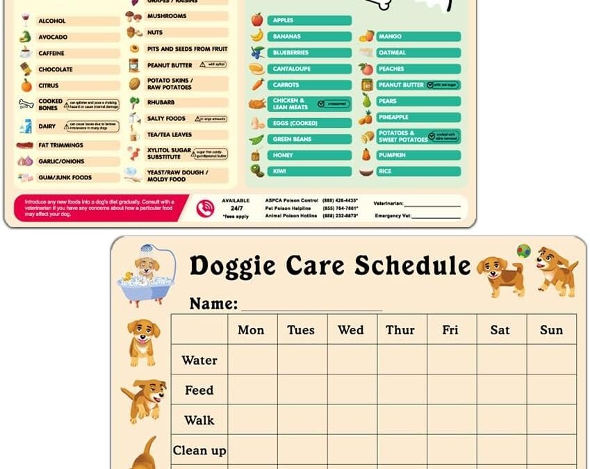 Wholesale Magnetic List of Safe and Toxic Foods for Dogs,Pet Food Feeding Guide Fridge Magnet,Foods Dogs Shouldnt Eat Chart,Puppy Weekly Care Sheet Magnet,New Puppy Shopping List,New Puppy Essentials 2Pack Factory & Supplier OEM
