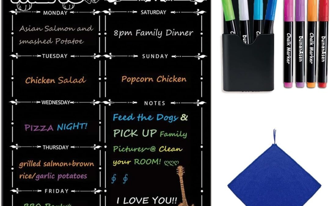Wholesale Magnetic Menu Board for Fridge, LiebHome Dry Erase Weekly Menu Planner/Family Calendar 16″ x 12″ with Grocery List and Notes (Black with 8 Markers) Factory & Supplier OEM