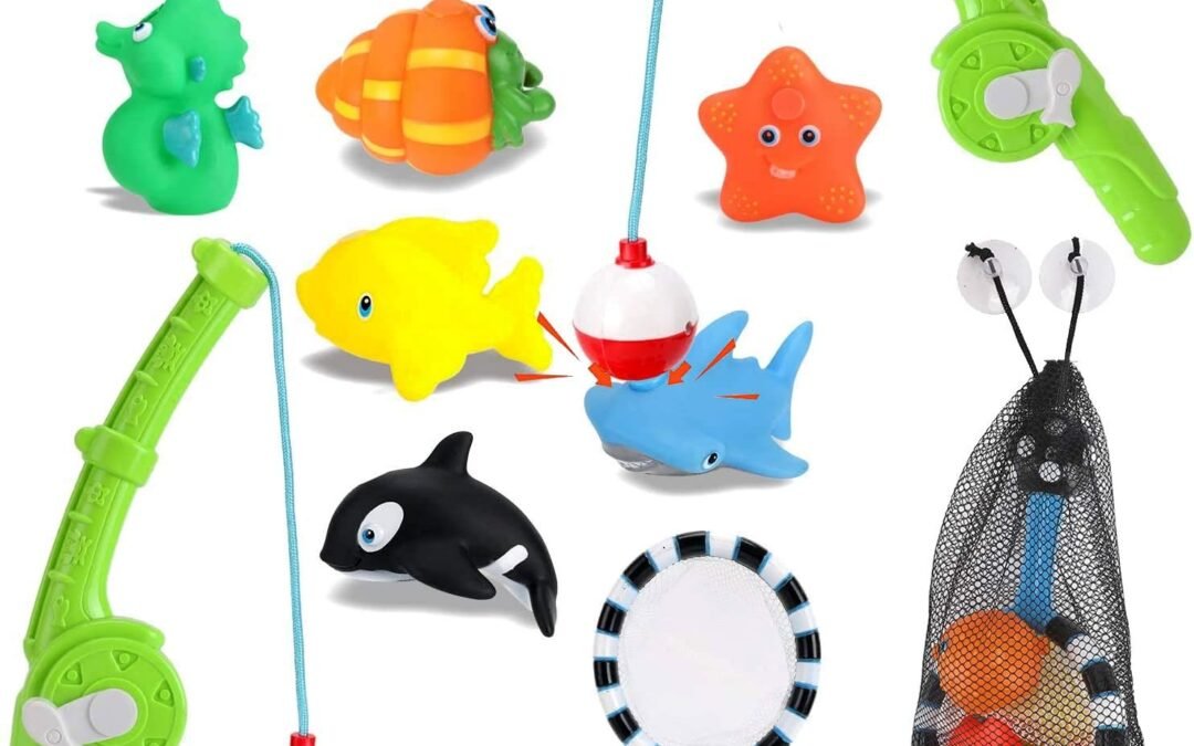 Wholesale Magnetic Toddler Bath Toys – Kids Fishing Pool Game Set of 2 Fishing Poles, 8 Rubber Sea Animals, & Net – Water Toys with Mesh Organizer Bag Factory & Supplier OEM