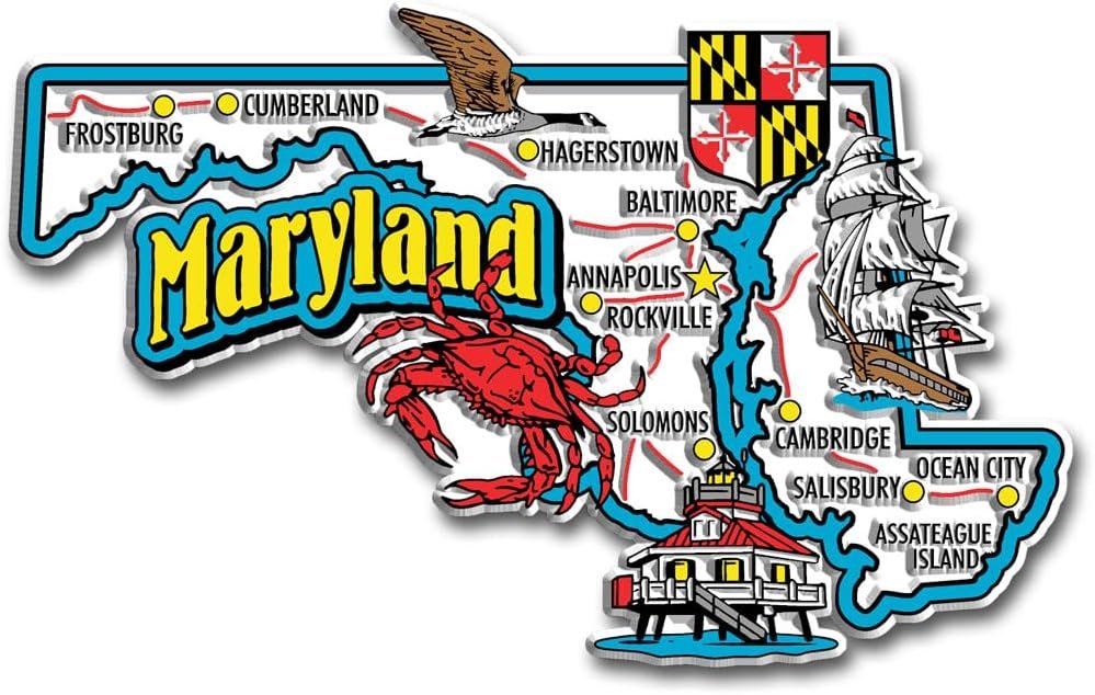 Wholesale Maryland Jumbo State Magnet by Classic Magnets, 4.8″ x 3″, Collectible Souvenirs Made in The USA Factory & Supplier OEM
