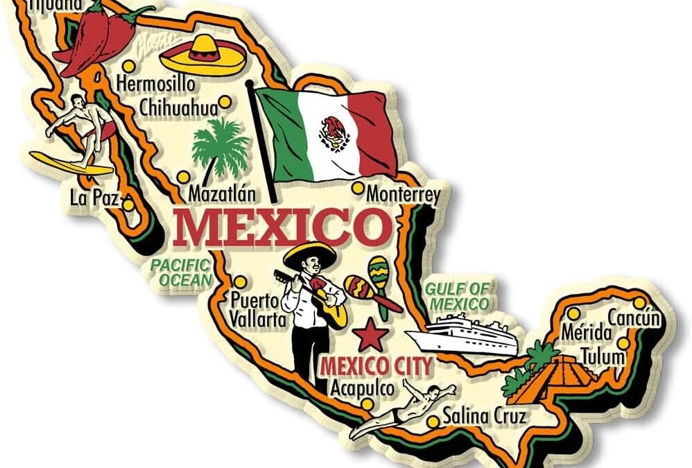 Wholesale Mexico Jumbo Country Map Magnet by Classic Magnets, Collectible Souvenirs Made in The USA Factory & Supplier OEM