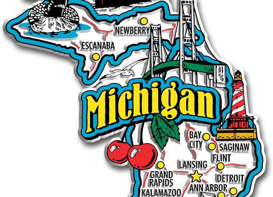 Michigan Jumbo State Magnet by Classic Magnets, 3.7" x 3.9", Collectible Souvenirs Made in The USA