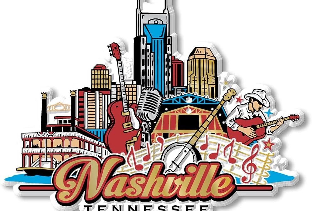 Nashville City Collage Magnet by Classic Magnets, Collectible Souvenirs Made in The USA, 4" x 3.5"