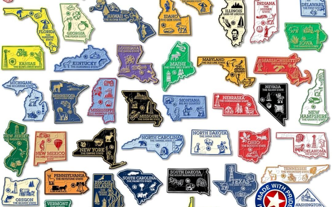 Wholesale Original U.S. State Magnet Set by Classic Magnets, 51-Piece Vintage Magnet Set, Collectible Souvenirs Made in The USA Factory & Supplier OEM