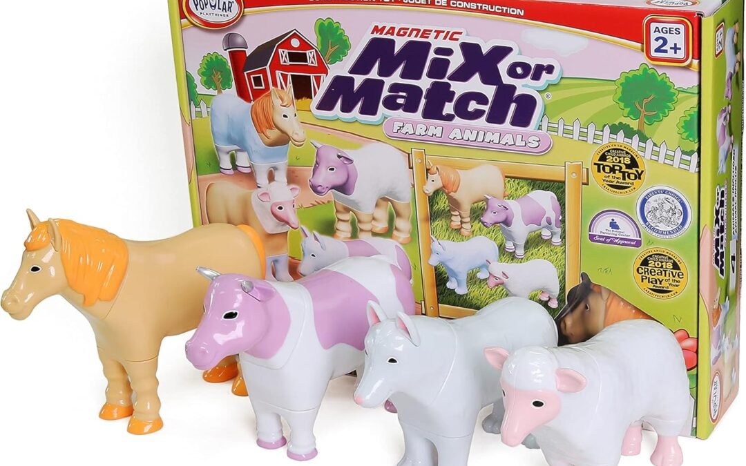 POPULAR PLAYTHINGS Magnetic Mix or Match Farm Animals, Pastel