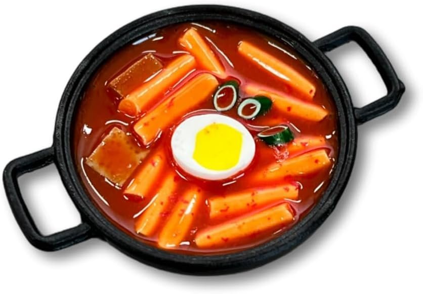 Redmango Tteokbokki Miniature Magnet Korean K Food Gift, Whimsical, Playful Style, Refrigerator Magnets, Plastic & Metal Material, 1.85" x 1.38" Size, Orange Color