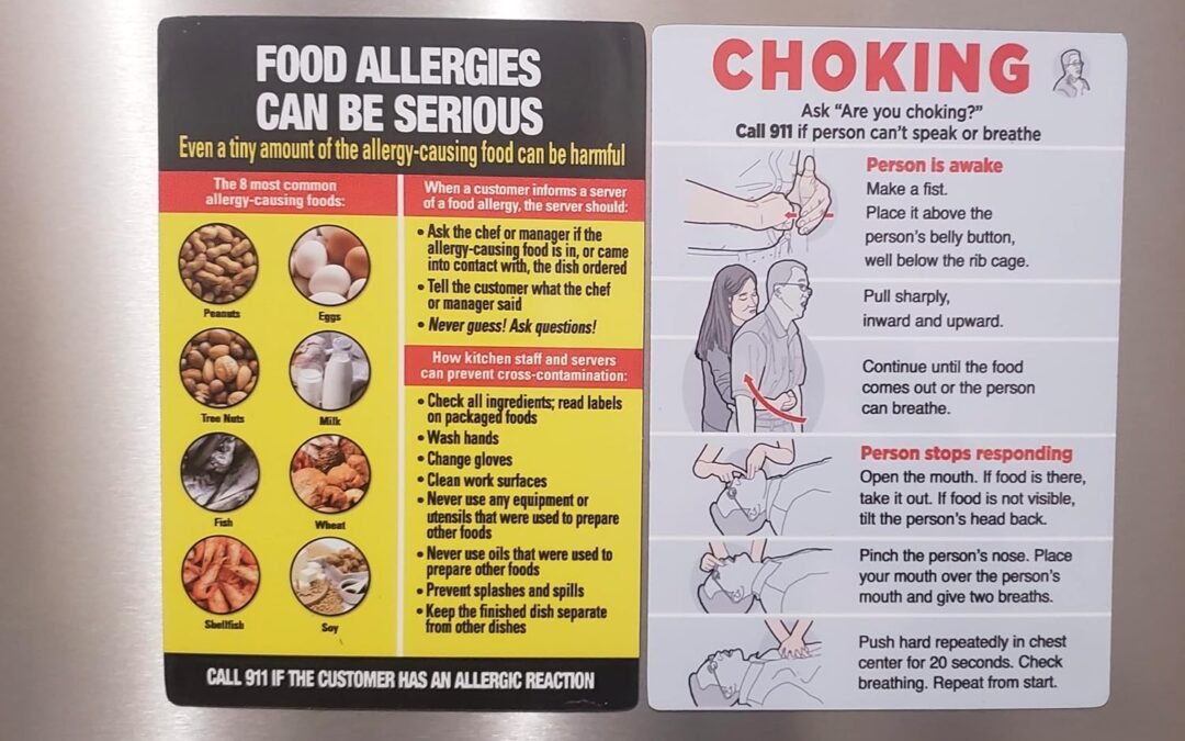 Wholesale Restaurant Choking Magnet Sign and Restaurant Food Allergies Magnet Poster (refregirator Magent, 7×10 Inch, Light Blue, Two(2) Magnet Signs) Factory & Supplier OEM