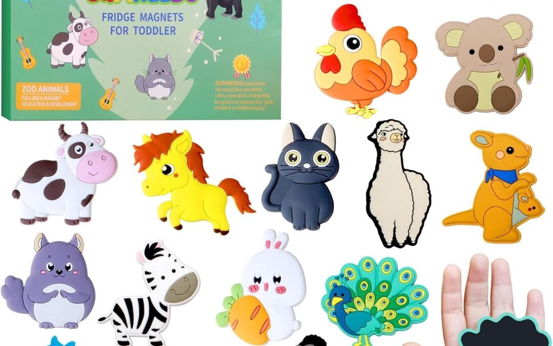 SUPINEEDO Kids Magnets for Fridge, Cute Animals Fridge Magnet for Toddlers 1 Baby Educational Refrigerator Magnets Children Gift, Full Back Toddler Magnets