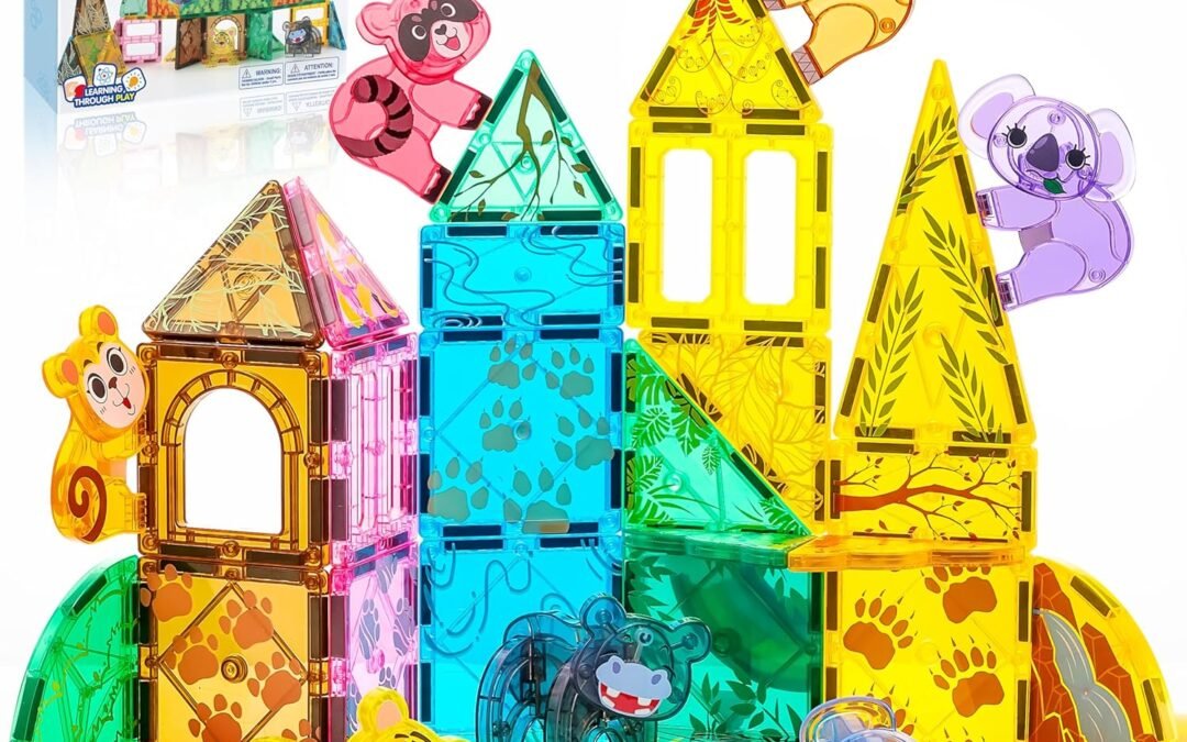 Wholesale SYNCFUN Magnetic Building Tiles Jungle Animal Set for Kids, 50PCS Including 7 Cute Animals, Educational STEM Toy for Boys & Girls Ages 3-5 4-8, Christmas Birthday Party Gift for Toddlers Factory & Supplier OEM
