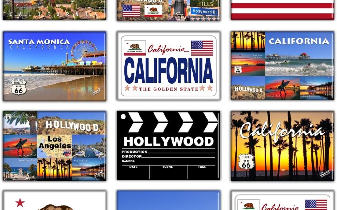 Wholesale Set of 12 California Fridge Magnet – Los Angeles-Hollywood-Santa Monica-Travel Souvenir-2.75 x 1.75 inch-Pack of 12 Factory & Supplier OEM