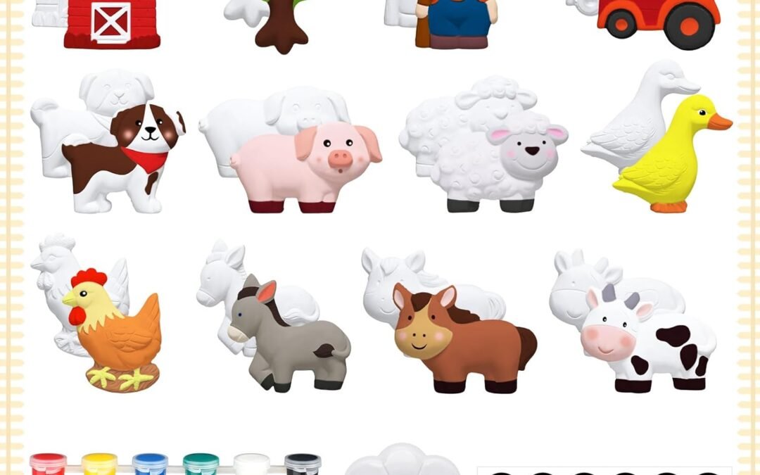 Wholesale Sinmoe 12 Sets Farm Animals Arts and Crafts Set Paint Your Own Ceramic Figurines Painting Kit Unpainted DIY Ceramic Figurines with 12 Magnet 2 Brushes and 1 Palette Ceramic Painting Kit for Adults Factory & Supplier OEM