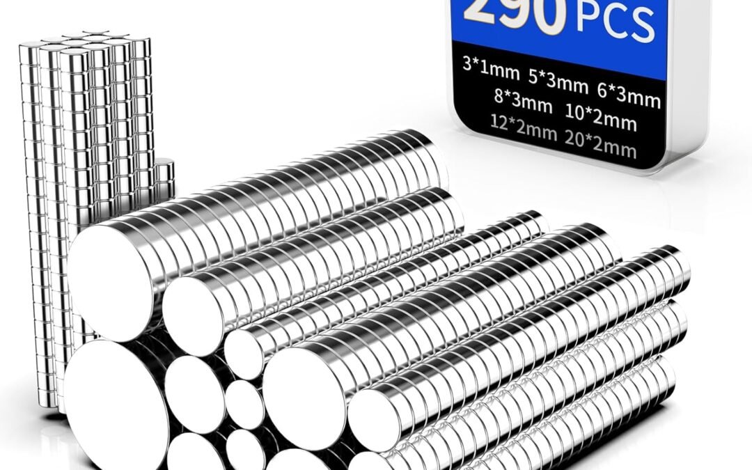 Small Magnets, 290 Pack Refrigerator Magnets of 7 Different Sizes, Mini Magnets, Disc Magnets, Small Magnets for Fridge, DIY, Whiteboard, Billboard in Home, Kitchen, Office, School