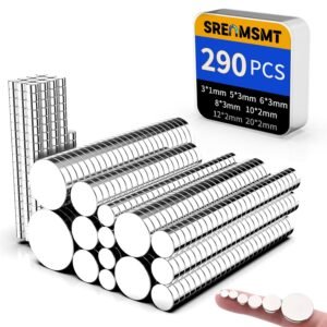 Small Magnets, 290 Pack Refrigerator Magnets of 7 Different Sizes, Mini Magnets, Disc Magnets, Small Magnets for Fridge, DIY, Whiteboard, Billboard in Home, Kitchen, Office, School