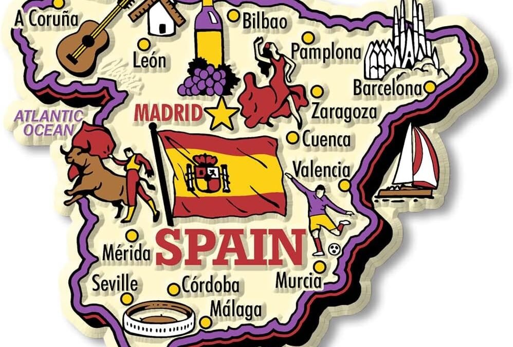 Wholesale Spain Jumbo Country Map Magnet by Classic Magnets, Collectible Souvenirs Made in The USA Factory & Supplier OEM