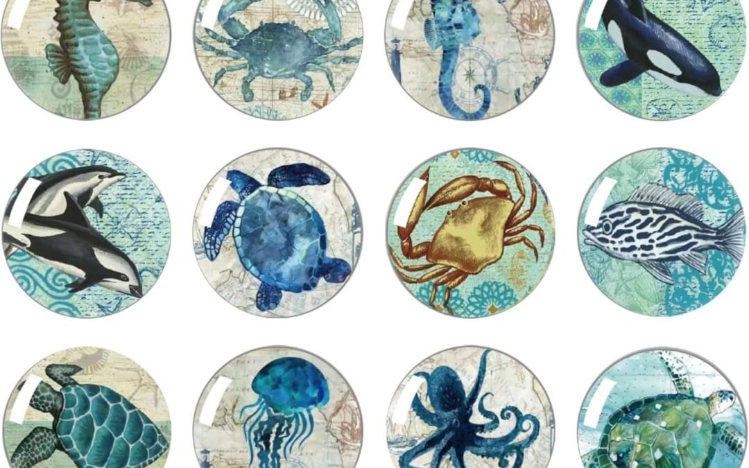 Wholesale Strong Glass Refrigerator Stickers,12Pcs Magnets for Fridge,Funny Fridge Magnet Shape,Cute Small Tiny Magnet for Kitchen Whiteboard Door Decorative (Marine Animals Refrigerator Stickers) Factory & Supplier OEM