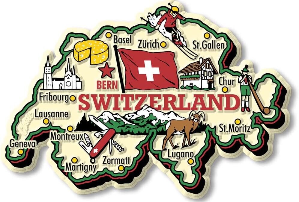 Wholesale Switzerland Jumbo Country Map Magnet by Classic Magnets, Collectible Souvenirs Made in The USA Factory & Supplier OEM