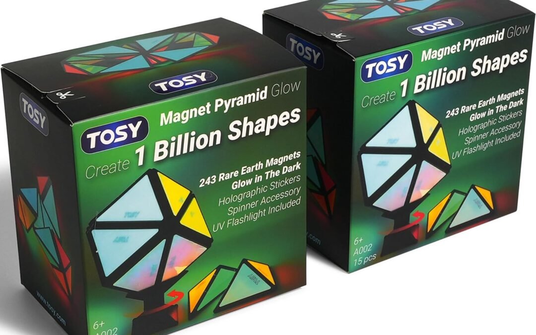 Wholesale TOSY Magnet Pyramid Glow – 1 Cube Transforms into 1 Billion Shapes, 12 Pieces, 243 Rare Earth Magnets, Glowing, Holographic Design Magnet Tiles Creative Puzzle STEAM Toy, 2-Pack Factory & Supplier OEM