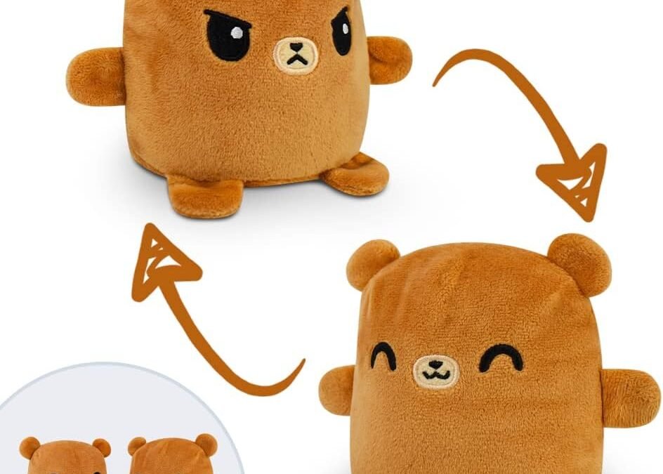 Wholesale TeeTurtle – Plushmates – Magnetic Reversible Plushies that hold hands when happy – Brown Bear – Huggable and Soft Sensory Fidget Toy Stuffed Animals That Show Your Mood – Gift for Kids and Adults! Factory & Supplier OEM
