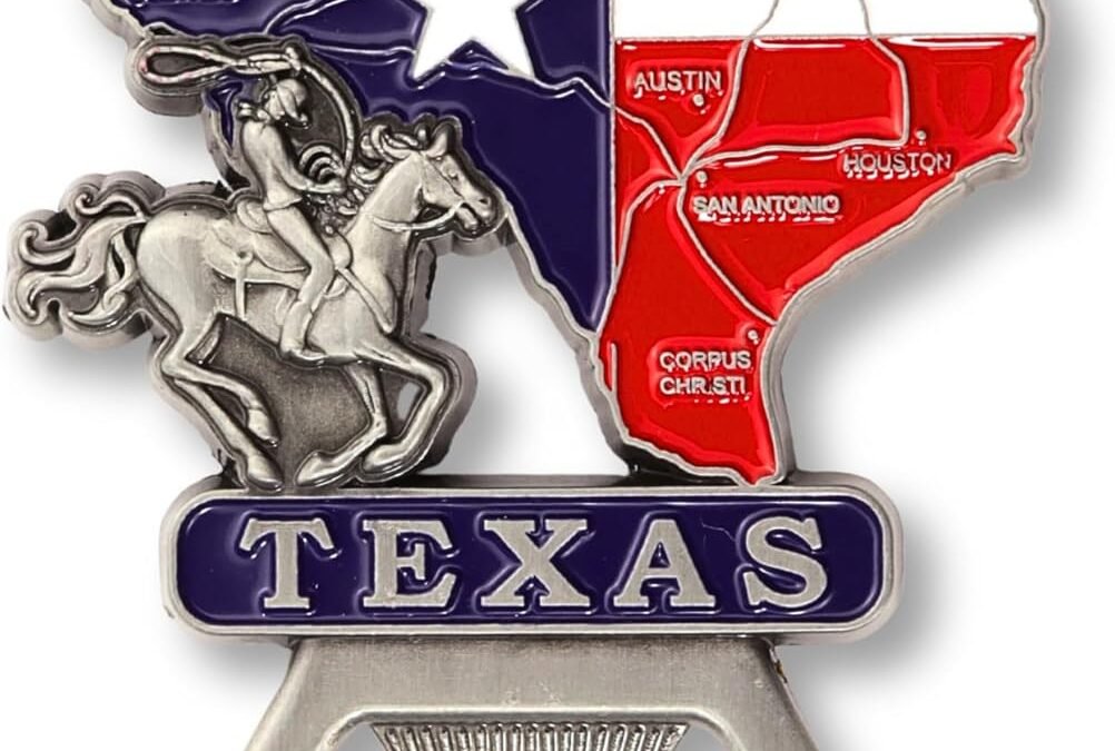 Wholesale Texas Map Metal Fridge State Magnet with Bottle Opener, Collectible Travel Souvenir, 3 Inches Factory & Supplier OEM