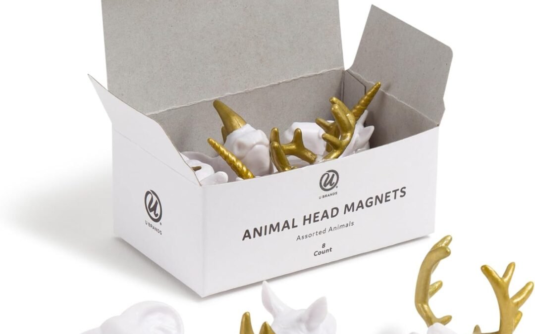 Wholesale U Brands Mini Flower Fashion Small Magnet Set, White and Gold Animal Heads, 12 Count, Office Supplies for Classroom or Office Decor, Cute Magnets for Whiteboard Factory & Supplier OEM