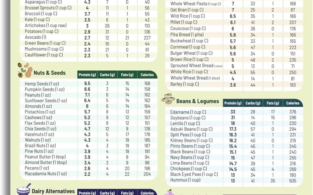 Wholesale Vegan Protein Cheat Sheet Magnet – High Protein Vegan Diet Magnetic Chart – Plant Based Muscle Building Guide for Vegetarians & Vegans – Infassic Meatless Food Chart – 8.5” x 11” Factory & Supplier OEM