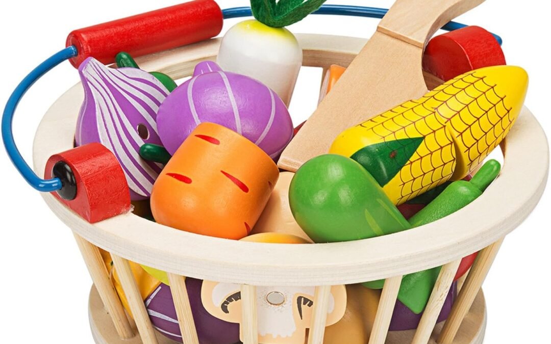 Wholesale Victostar Magnetic Wooden Cutting Fruits Vegetables Food Play Toy Set with Basket for Kids Factory & Supplier OEM