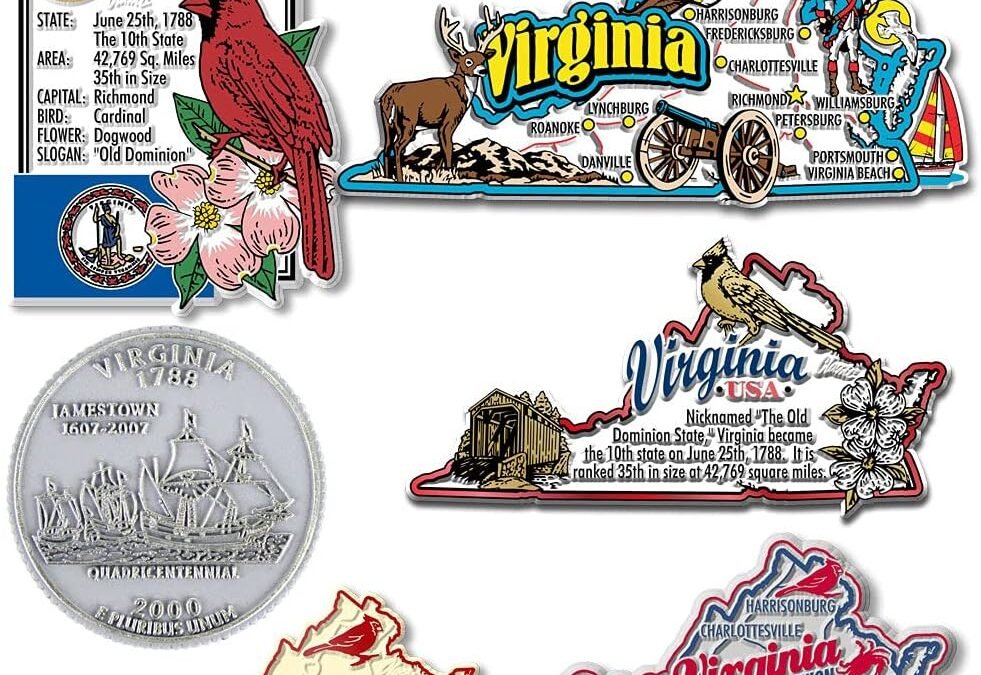 Wholesale Virginia Six-Piece State Magnet Set by Classic Magnets, Includes 6 Unique Designs, Collectible Souvenirs Made in The USA Factory & Supplier OEM