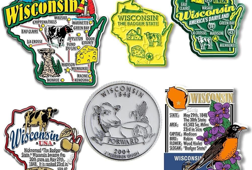 Wholesale Wisconsin Six-Piece State Magnet Set by Classic Magnets, Includes 6 Unique Designs, Collectible Souvenirs Made in The USA Factory & Supplier OEM