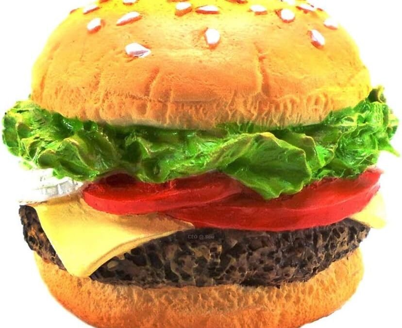 Wholesale WitnyStore Tiny 1½” Cheese Burger Hamburger Magnet – Miniature Hand Made Painted Resin 3D Fast Foods Decorative Refrigerator Fridge Magnets Magnetic Board Kitchen Décor Collectible Souvenir Gifts Factory & Supplier OEM