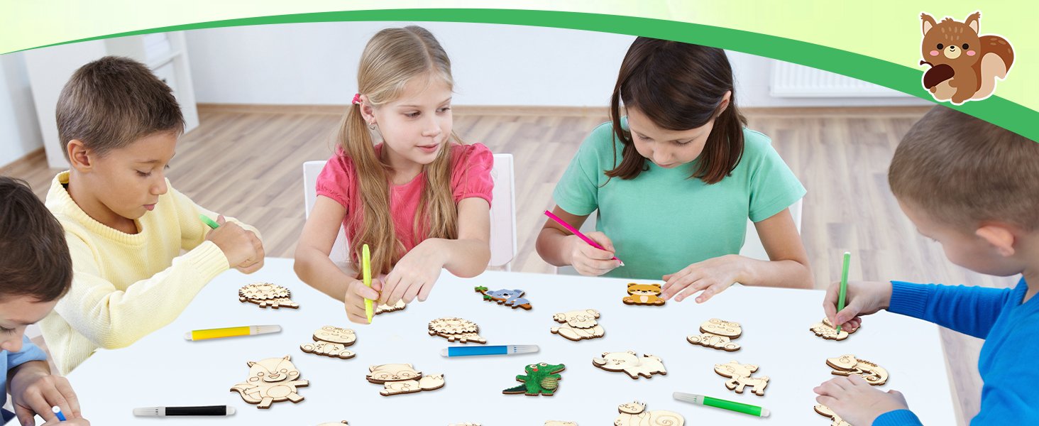 wholesale gisgfim 36pcs wooden magnet painting craft kit diy wooden magnets coloring arts crafts for kids ages 4-8 8-12 for birthday party gifts toys jungle animal creativity supplies party favors factory & supplier oem