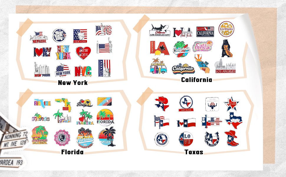 wholesale konohan 12 pcs florida magnets for refrigerator metal usa fridge magnet magnetic florida souvenirs gifts usa state magnetic refrigerator stickers, coconut tree, map factory & supplier oem