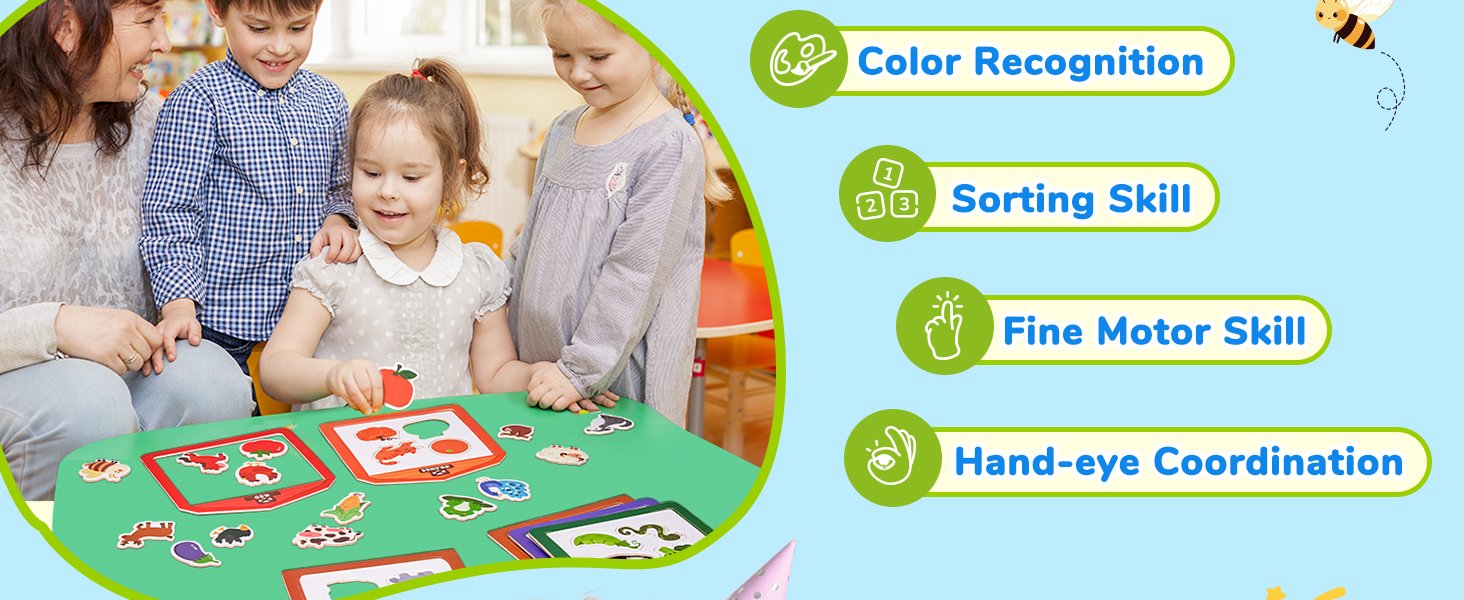 wholesale joycat wooden fridge magnets for toddlers, 50pcs magnetic color sorting refrigerator toys, farm & zoo animal magnets for kids, baby educational learning gifts for 2, 3, 4, 5 year olds factory & supplier oem