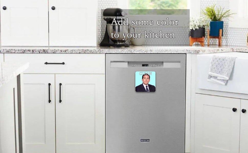 wholesale dishwasher magnet clean dirty sign indicator, washing machine magnet double sided kitchen dish washer refrigerator magnet flip with magnetic plate office michael scott factory & supplier oem