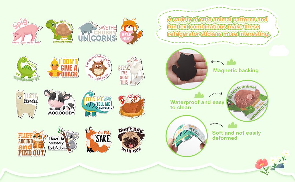 wholesale kanayu 16 pcs funny cute magnets adult fridge refrigerator puns magnets for adults for home locker whiteboard office school cabinet(animal) factory & supplier oem